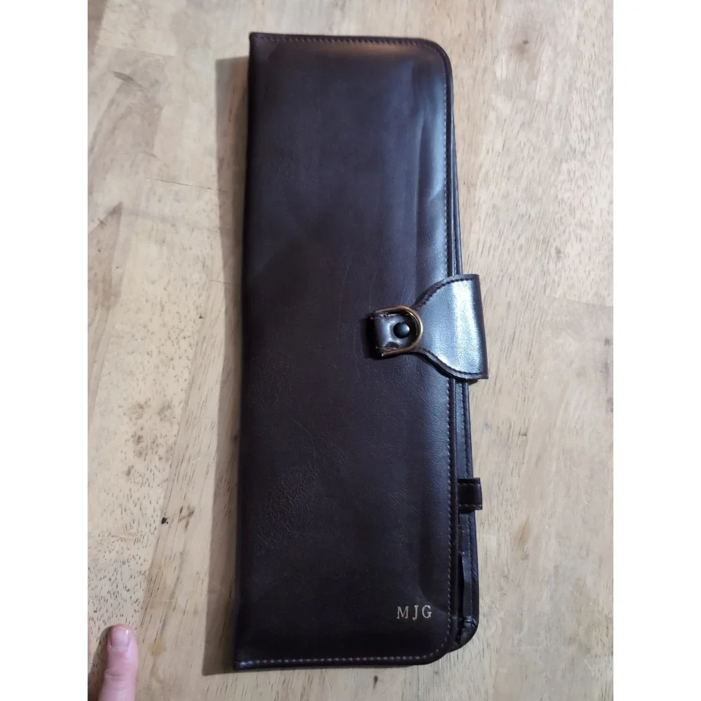 Genuine Leather Tie Travel Mjg Storage Case Hanging VTG Retro Organizer‎ Necktie